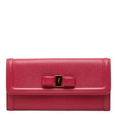 サルヴァトーレフェラガモ ヴァラリボン 長財布 ロングウォレット DP-22D154 ピンク レザー レディース Salvatore Ferragamo 【中古】