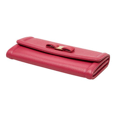 サルヴァトーレフェラガモ ヴァラリボン 長財布 ロングウォレット DP-22D154 ピンク レザー レディース Salvatore Ferragamo 【中古】