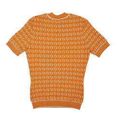 フェンディ ズッカ柄 ニットTシャツ 半袖 サイズ38 FZX649 オレンジ レーヨン ポリエステル ナイロン レディース FENDI 【中古】