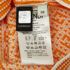フェンディ ズッカ柄 ニットTシャツ 半袖 サイズ38 FZX649 オレンジ レーヨン ポリエステル ナイロン レディース FENDI 【中古】