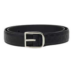 グッチ マイクログッチシマ ベルト 85・34 501523 ブラック レザー メンズ GUCCI 【中古】