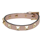ヴァレンティノ ロックスタッズ ブレスレット ピンク ゴールド レザー メッキ レディース VALENTINO 【中古】