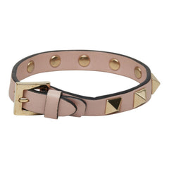 ヴァレンティノ ロックスタッズ ブレスレット ピンク ゴールド レザー メッキ レディース VALENTINO 【中古】