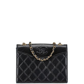 シャネル ココマーク マトラッセ チェーン ショルダーバッグ ブラック ラムスキン レディース CHANEL 【中古】