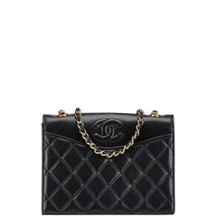 シャネル ココマーク マトラッセ チェーン ショルダーバッグ ブラック ラムスキン レディース CHANEL 【中古】