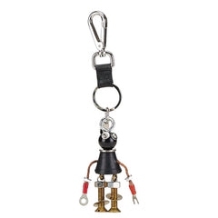 プラダ ロボット サフィアーノ チャーム キーホルダー キーリング ブラック マルチカラー メタル レザー レディース PRADA 【中古】