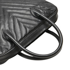 シャネル シェブロン Vステッチ ハンドバッグ ブラック キャビアスキン レディース CHANEL 【中古】
