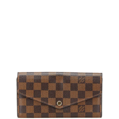 ルイ ヴィトン ダミエ ポルトフォイユ サラ 長財布 N63209 ブラウン PVC レザー レディース LOUIS VUITTON 【中古】