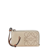 ロエベ アナグラム コインケース ベージュ レザー レディース LOEWE 【中古】