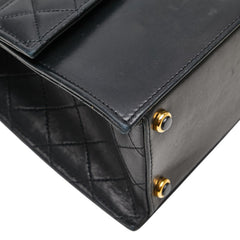 シャネル マトラッセ 台形 斜め掛け チェーン ショルダーバッグ ブラック ラムスキン レディース CHANEL 【中古】