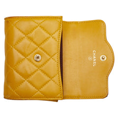 シャネル マトラッセ ココマーク コインケース カードケース イエロー ブラウン ラムスキン レディース CHANEL 【中古】