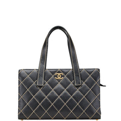 シャネル マトラッセ ワイルドステッチ ココマーク ハンドバッグ トートバッグ ブラック レザー レディース CHANEL 【中古】