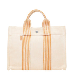 エルメス ニューフールトゥPM ハンドバッグ トートバッグ オレンジ キャンバス レディース HERMES 【中古】