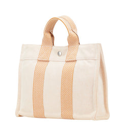 エルメス ニューフールトゥPM ハンドバッグ トートバッグ オレンジ キャンバス レディース HERMES 【中古】