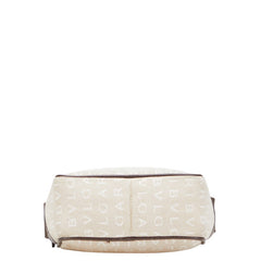 ブルガリ ロゴマニア 斜め掛け ショルダーバッグ ベージュ ブラウン キャンバス レザー レディース BVLGARI 【中古】