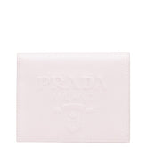 プラダ エンボスロゴ 二つ折り財布 ピンク サフィアーノ レザー レディース PRADA 【中古】
