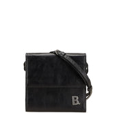 バレンシアガ Bロゴ 三つ折り財布 ショルダーウォレット 580037 ブラック レザー メンズ BALENCIAGA 【中古】