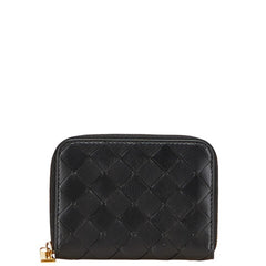 ボッテガヴェネタ イントレチャート コインケース コンパクト財布 ブラック レザー レディース BOTTEGAVENETA 【中古】