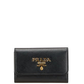 プラダ キーケース 4連 ブラック ゴールド レザー レディース PRADA 【中古】