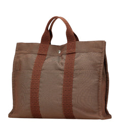 エルメス エールライン トートMM トートバッグ ハンドバッグ ブラウン キャンバス レディース HERMES 【中古】