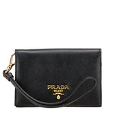 プラダ サフィアーノ カードケース 名刺入れ 1M1439 ブラック レザー レディース PRADA 【中古】