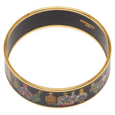 エルメス エマイユGM 七宝焼き バングル ブラック ゴールド メッキ レディース HERMES 【中古】