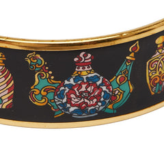 エルメス エマイユGM 七宝焼き バングル ブラック ゴールド メッキ レディース HERMES 【中古】