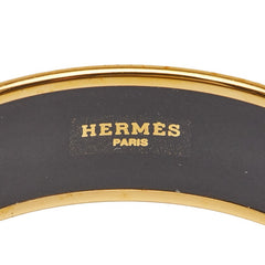 エルメス エマイユGM 七宝焼き バングル ブラック ゴールド メッキ レディース HERMES 【中古】