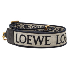 ロエベ アナグラム ショルダーストラップ ネイビー ベージュ キャンバス レザー レディース LOEWE 【中古】