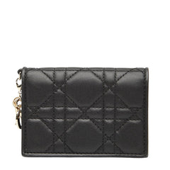 ディオール レディディオール カナージュ カードケース ブラック レザー レディース Dior 【中古】