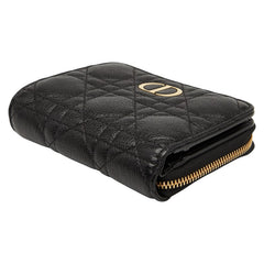 ディオール ディオール カロ スカーレット ウォレット 二つ折り財布 ブラック ゴールド レザー レディース Dior 【中古】