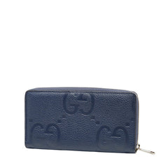 グッチ ジャンボGG 長財布 ラウンドファスナー 825958 ネイビー レザー メンズ GUCCI 【中古】