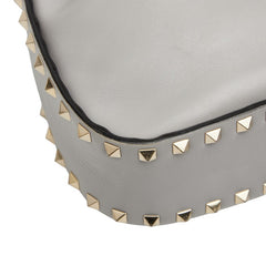 ヴァレンティノ ロックスタッズ 巾着バッグ ショルダーバッグ グレー レザー レディース VALENTINO 【中古】