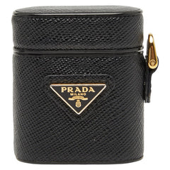 プラダ 三角ロゴプレート AirPodsケース 1ZD002 ブラック レザー レディース PRADA 【中古】