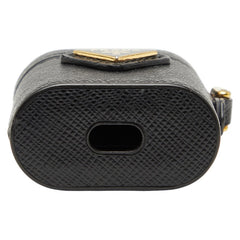 プラダ 三角ロゴプレート AirPodsケース 1ZD002 ブラック レザー レディース PRADA 【中古】
