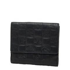 シャネル アイコン 二つ折り財布 A24212 ブラック レザー レディース CHANEL 【中古】