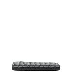 ボッテガヴェネタ イントレチャート ラウンドファスナー 長財布 ブラック レザー メンズ BOTTEGAVENETA 【中古】
