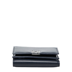 ロエベ アナグラム トライフォールド ウォレット 三つ折り財布 ネイビー レザー レディース LOEWE 【中古】