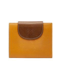 ロエベ アナグラム 二つ折り財布 ブラウン レザー レディース LOEWE 【中古】