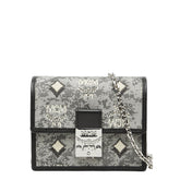 エム シー エム ヴィンテージ モノグラム ジャガード チェーンショルダーバッグ クロスボディ グレー マルチカラー キャンバス レザー レディース MCM 【中古】