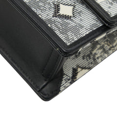 エム シー エム ヴィンテージ モノグラム ジャガード チェーンショルダーバッグ クロスボディ グレー マルチカラー キャンバス レザー レディース MCM 【中古】