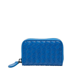 ボッテガヴェネタ イントレチャート コインケース 小銭入れ ブルー レザー レディース BOTTEGAVENETA 【中古】