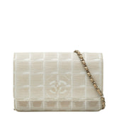 シャネル ニュートラベルライン ココマーク チェーン ショルダーバッグ ベージュ ナイロン レディース CHANEL 【中古】