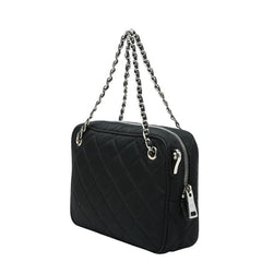 プラダ 三角ロゴプレート チェーン キルティング ハンドバッグ 1BH910 ブラック ナイロン レディース PRADA 【中古】
