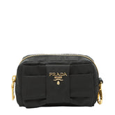 プラダ リボン ロゴ ポーチ ブラック ナイロン レディース PRADA 【中古】