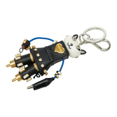 プラダ キャット ロボット キーホルダー ブラック レザー ラインストーン メッキ レディース PRADA 【中古】