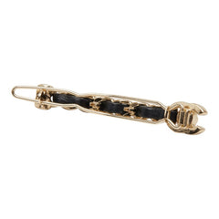 シャネル ココマーク ターンロック バレッタ ヘアアクセサリー ゴールド ブラック メッキ レザー レディース CHANEL 【中古】