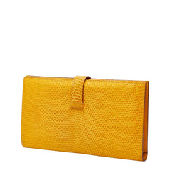 エルメス ベアン スフレ 長財布 イエロー リザード レディース HERMES 【中古】