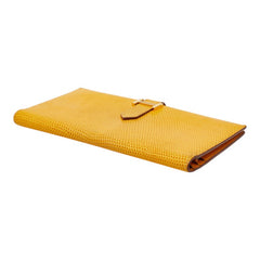 エルメス ベアン スフレ 長財布 イエロー リザード レディース HERMES 【中古】
