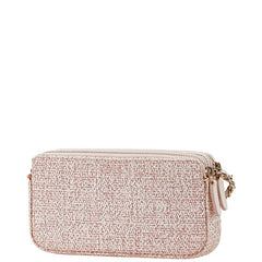 シャネル ドーヴィル ココマーク 斜め掛け チェーン ショルダーバッグ A84415 ピンク ツイード レザー レディース CHANEL 【中古】